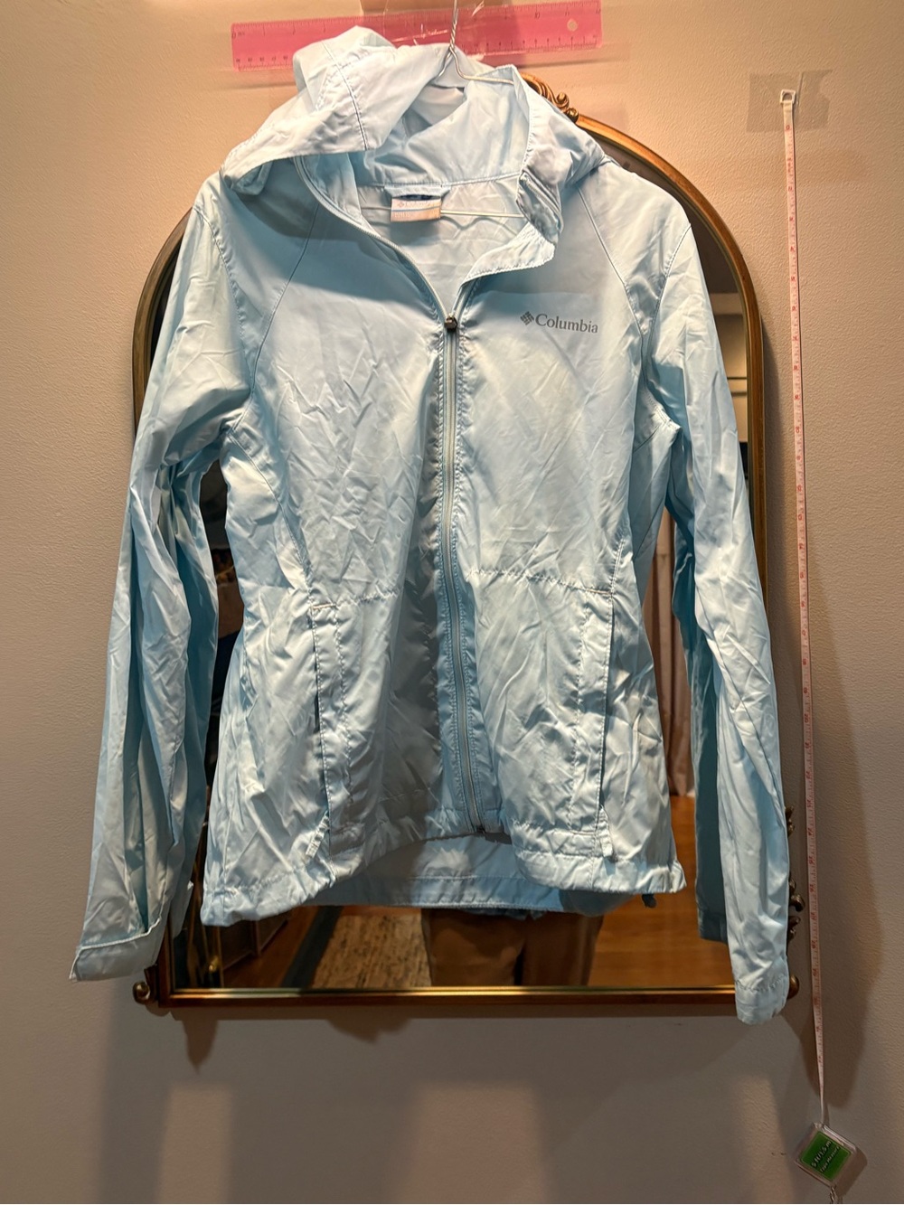 Columbia Women's Light Blue Hooded Windbreaker Jacket
